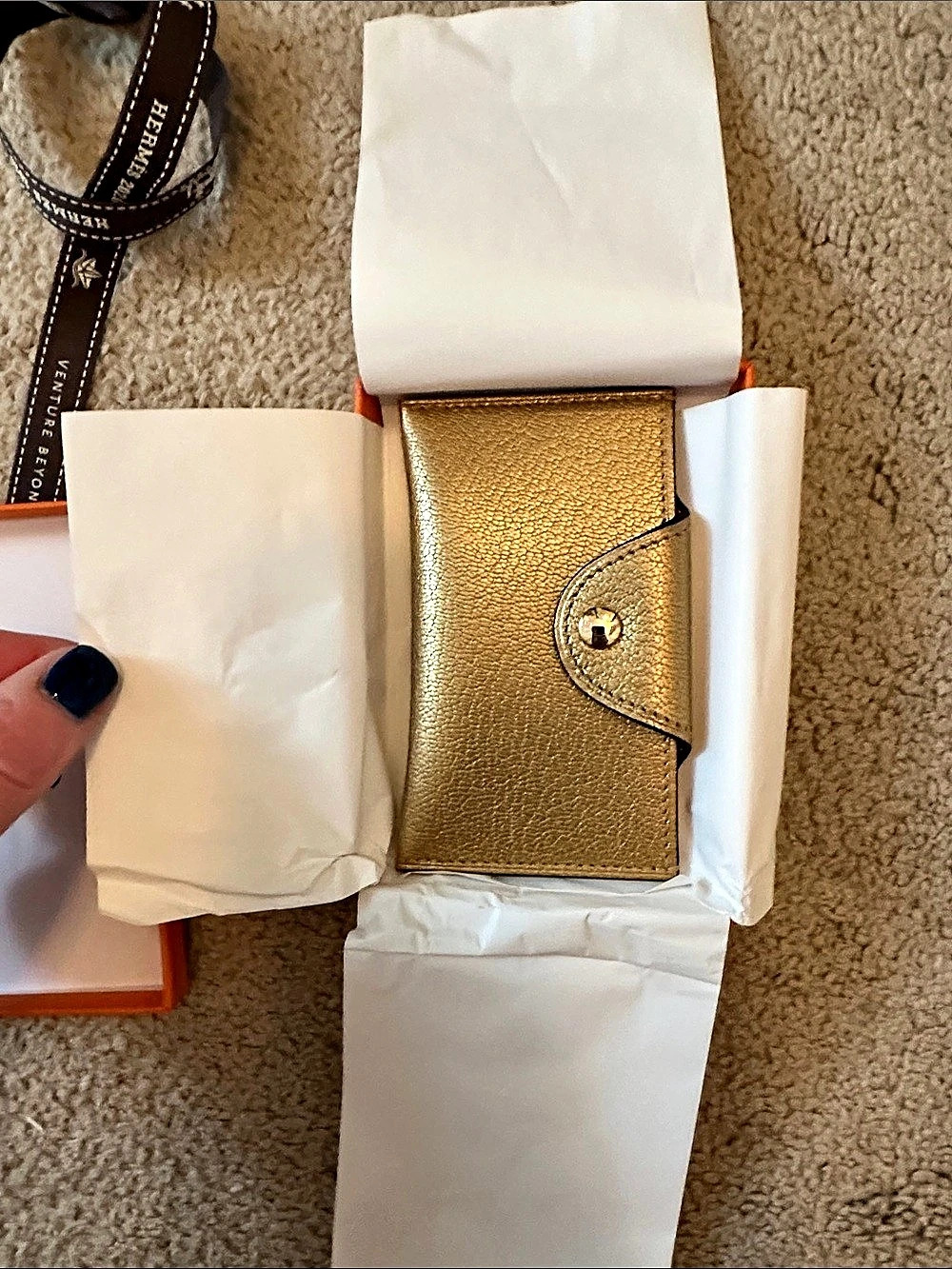 Rare Hermès Card Holder Leather Gold